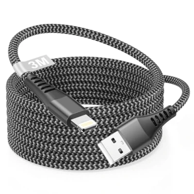 Immagine di Cavo iPhone 3 Metri, Lightning 3M[Certificato MFi], Ricarica Cavetto USB Nylon Filo Caricatore Caricabatterie per 14 13 12 11 Pro Max XS 8 7 6 iPad