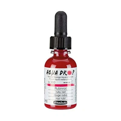Immagine di Schmincke AQUA DROP, rosso rubino, flaconcino con pipetta, 30 ml, 224360034, acquarelli liquidi, urban sketching, calligrafia, handlettering