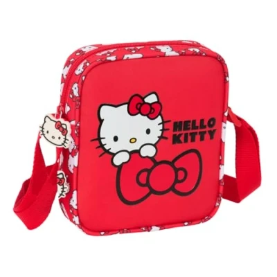Immagine di Safta HELLO KITTY ICONIC borsa a tracolla piccola, per bambini, ideale bambini dai 5 ai 14 anni, comoda e versatile, qualità resistenza, 16 x 4 18 cm, rosso/bianco, M, Casual