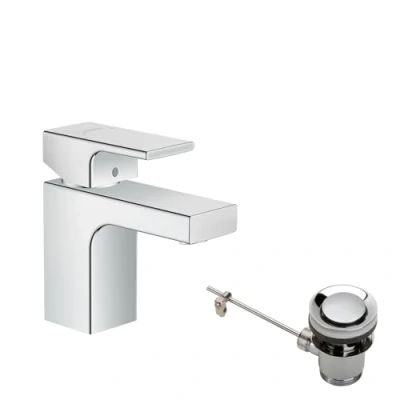 Immagine di hansgrohe Vernis Shape Miscelatore monocomando lavabo 70 con piletta di scarico in metallo, cromo, 71566000