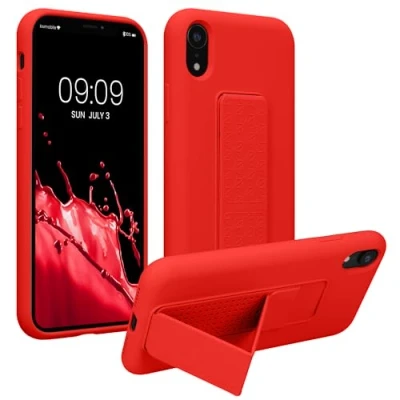 Immagine di kwmobile 1x Custodia Compatibile con Apple iPhone XR Cover Supporto Dita Back Case per Smartphone Protezione Gommata rosso
