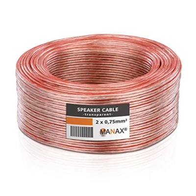 Immagine di MANAX SC2075 Cavo per altoparlante 2x0.75 mm² CCA (cavo altoparlante/cavo audio), 2x0,75mm², 25,0m, trasparente