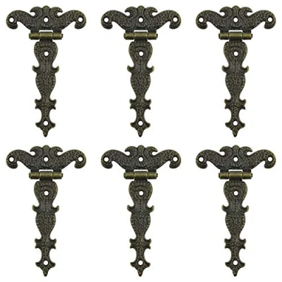 Immagine di INCREWAY cerniere antiche, 6 decorative in bronzo intagliate retrò per armadietti e scatole di gioielli
