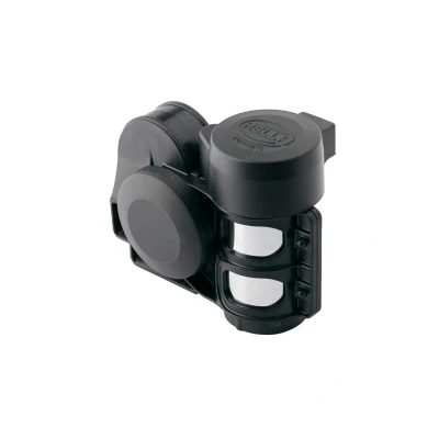 Immagine di HELLA Clacson CA26 12V 115dB(A) Gamma frequenze: 520/660Hz Tono alto elettrico pneumatico ECE Colore alloggiamento/sede: nero Quantità: 1 3PB 013 410 081