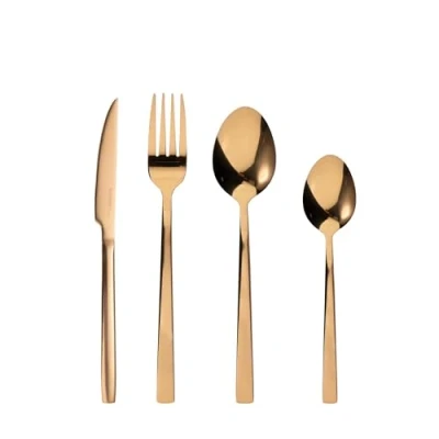 Immagine di BERGNER SOFIA BG Set di posate 16 pezzi in acciaio inox Comprende 4 coltelli, forchette, cucchiai, cucchiai da tavola Finitura rame