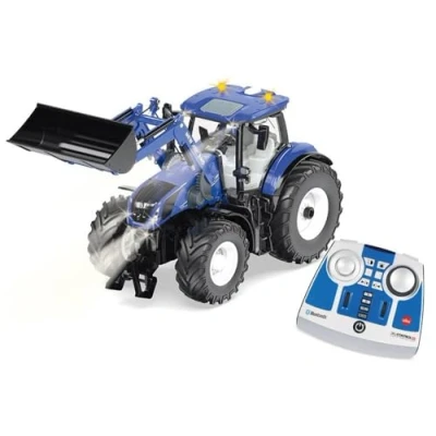 Immagine di siku 6798, Trattore New Holland T7.315 con Caricatore Frontale, Blu, Metallo e Plastica, 1:32, Telecomandato, Incl. telecomando Bluetooth, Controllo tramite app possibile