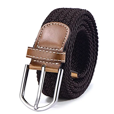 Immagine di Cintura in tessuto elasticizzato da donna e uomo lunghezza 100 a 130 cm intrecciata marrone scuro