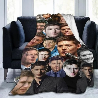 Immagine di Moonforever coperta Jensen Ackles, morbida e confortevole in pile di lana, per divano, ufficio, auto, campeggio, yoga, viaggi, decorazione la casa, da spiaggia, 152,4 x 127 cm