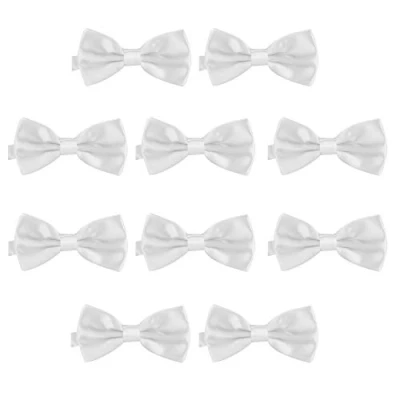 Immagine di DonDon Set da 10 papillon uomo 12 x 6 cm già legato e infinitamente regolabile bianco