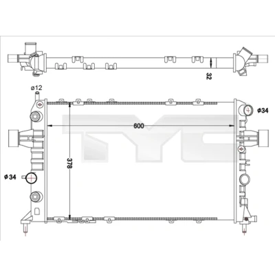 Immagine di TYC 725 0040 R Radiatore motore 600 378 32 Alette di raffreddamento montate meccanicamente OPEL: Astra G Caravan, Zafira A, CC