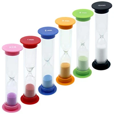 Immagine di Jinlaili Timer a Clessidra, 6 PCS di Sabbia, dell&#039;orologio, 30 Sec/ 1 Minuto / 2 Minuti 3 5 10 Minuti, Orologi Clessidra per Spazzolini da Bambini