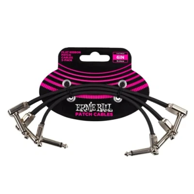 Immagine di Ernie Ball, Cavo patch piatto a nastro, 15,24 cm, confezione da 3