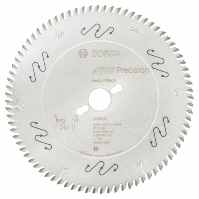Immagine di Bosch Accessories Top Precision 2608642113 Lama circolare in metallo duro 250 x 30 3.2 mm Numero di denti: 80 1 pz.
