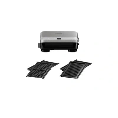 Immagine di Braun SnackMaker 5 SM5006 Tostapane con piastre per barbecue e cialde, 800 W, colore: Argento