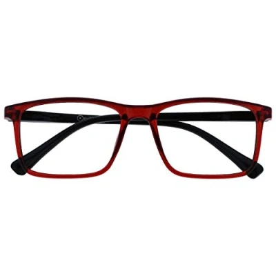 Immagine di OPULIZE Ink Reading Glasses, Frontale Rosso Scuro Trasparente con Bracci Neri, +3,50 Diottrie Unisex