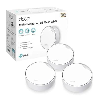 Immagine di TP Link Deco X50 PoE Router Mesh WiFi 6, AX3000Mbps Dual Band, Poe(Alimentazione Tramite Ethernet), Porta Ethernet da 2,5 Gbps, Ripetitore WiFi, Access Point, Alexa, 3 Pezzi con Copertura Fino a 600㎡