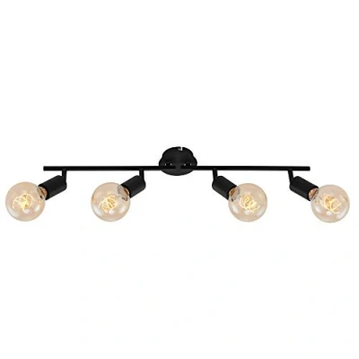 Immagine di Briloner Leuchten 2868 045 Lampada da Parete, 4 Faretti Orientabili e Regolabili, Retrò/Vintage, X E27, Max. 60W, Metallo, Nero 60 W