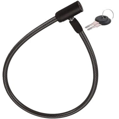 Immagine di Lucchetto monopattino elettrico rinforzato di cavo 60 cm Acciaio resistente con sistema chiusura a chiave Sicurezza avanzata Durevole e facile da usare (Nero)