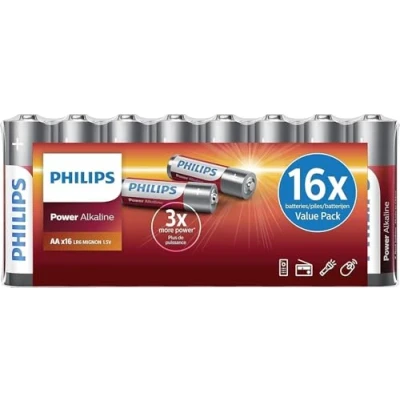 Immagine di Batterie Philips Value Pack AA in confezione da 16 pezzi alcaline LR6 Durata fino a 10 anni Adatte vari dispositivi Senza cadmio e mercurio