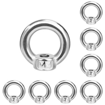 Immagine di QIMEI SHOP Dado a Occhiello M4 di Sollevamento Dadi ad Anello in Acciaio Inossidabile 304 per Accessori e Connessione 8 Pezzi