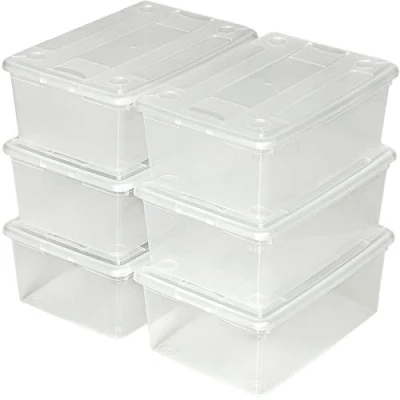 Immagine di TecTake 6X scatole Scarpe plastica Storage Box Trasparenti Coperchio impilabili 33x23x12cm Disponibile in Diversi quantità (1x6 No. 401685)