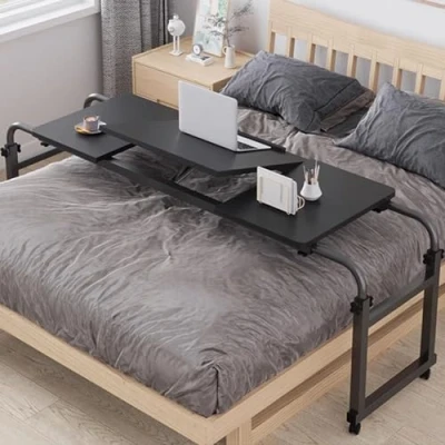 Immagine di LINLIUA scrivania servitore, tavolino da letto, servitore con ruote, mobile per computer Carrello laptop, regolabile in altezza, ruote a 360