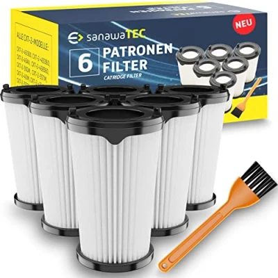 Immagine di SANAWATEC 6 filtri compatibili con AEG CX7 2 Ergorapido modelli come AEF150, filtro HEPA di ricambio interno per aspirapolvere 1 spazzola pulizia, lavabile