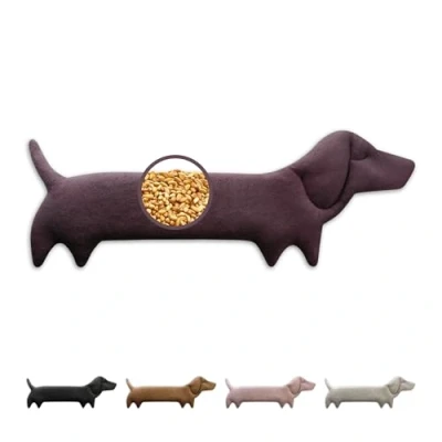 Immagine di LESCHI cuscino cervicale termico per microonde, 100% cotone e grano biologico, cane viola, riscaldante ideale come fonte di calore in inverno alleviare tensioni a spalla schiena collo