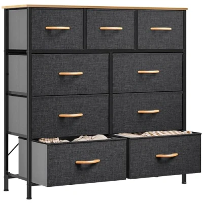 Immagine di YITAHOME Cassettiera in tessuto, armadietto con 9 cassetti, per Corridoio Tessuto,con vano contenitore tessuto soggiorno, camera da letto, cameretta dei bambini, grigio profondo