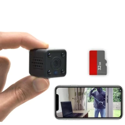 Immagine di KUUS. C2 Mini telecamera Wifi interno. spia nascosta, di sorveglianza wireless con app, sensore movimento e visione notturna, 3,2 cm videocamera