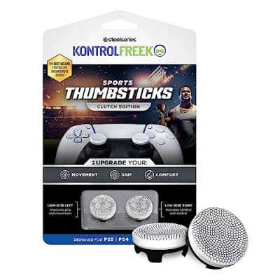Immagine di KontrolFreek Frizione per Playstation 5, PS5 e 4, controller PS4, levette ad alte prestazioni, 2 concavi a vita bassa, bianco nero