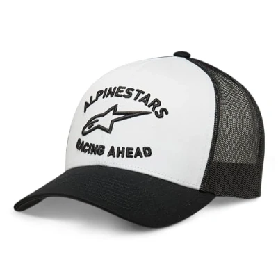 Immagine di Alpinestars Triple Trucker Hat Berretto da Baseball Cappello con Visiera Curva e Chiusura a Scatto Snapback Cappellino Uomo Bainco/Nero/Bianco Taglia Unica