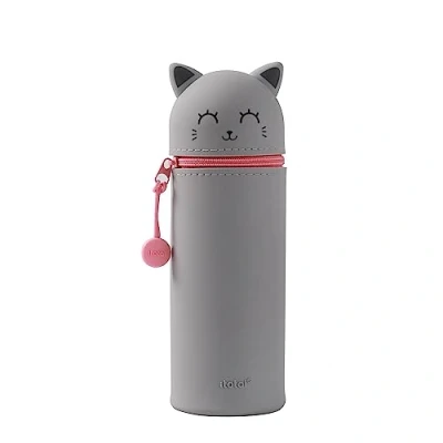 Immagine di I TOTAL® Astuccio in morbido silicone per la scuola, allungabile con forma sagomata (GREY CAT)