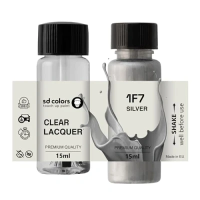 Immagine di SD COLORS SILVER 1F7 New Touch Up Paint 15 ML RIPARAZIONE GRAFICO CHIP PENNELLO COLORE CODICE ARGENTO (VERNICIA+LACQUA)