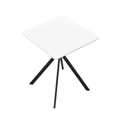 Immagine di [en.casa] Tavolo da Pranzo con Piano in MDF di Forma Quadrata e Gambe Design Metallo (LxLxA) 60 x 75 cm Posti per 2 Persone Bianco/Nero