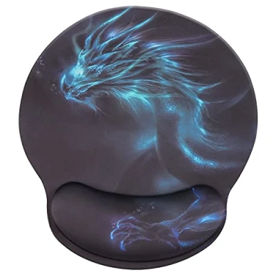 Immagine di tappetino poggiapolsi, mouse ergonomico con memory foam, supporto polso in gomma antiscivolo per giochi di lavoro dragon002