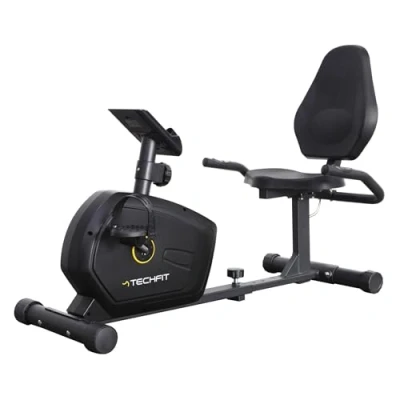 Immagine di TechFit R400 Cyclette Orizzontale 7 kg Sistema di Volano, Recumbent Ergometro Ideale per Allenamento Recupero, con Sella Regolabile, Sensori a Impulsi e Monitor LCD