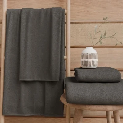 Immagine di PETTI Artigiani Italiani Asciugamani Bagno in 100% Spugna di Cotone, Set 1+1, 2 Pezzi 1 Asciugamano Viso e Mani, Grigio Scuro