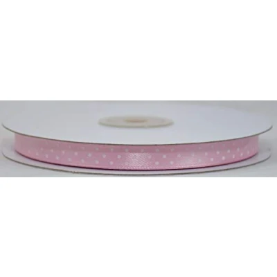 Immagine di Nastro a pois in raso double face, larghezza 10 mm, lunghezza 50 m rosa