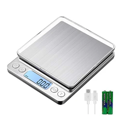 Immagine di KUBEI Bilance digitale da cucina USB Ricaricabile 3kg/0.1g, inossidabile Tavolo di pesatura, pesa in grammi e once,e Funzione Tare Alimenti