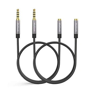 Immagine di MaGeek Cavo Prolunga Audio Jack 3,5mm, (1,0 metro, 2 Pezzi) 4 Poli Cavetto Estensione, Maschio a Femmina per cuffie Beats, iPhone, iPod, iPad, Car Audio, Home Stereo e altro (Nero)