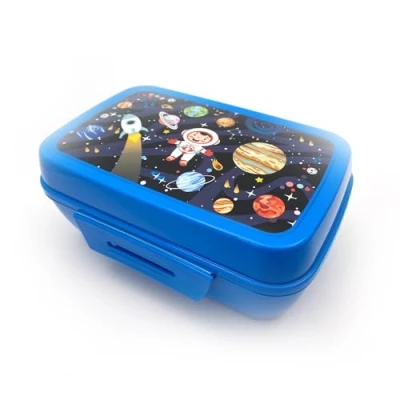 Immagine di Fackelmann Lunch Box Rettangolare Space 2.2L Portapranzo Grande Bambini in PP con Clip Ideale Scuola, Pic nic Contenitore per merenda, Lavare a Mano, 20x13x8,5 cm