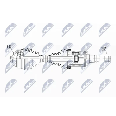 Immagine di NTY NPW BM 056 Albero motore / Semiasse Assale anteriore Dx, 880 Cambio manuale, Trasmissione automatica, automatico a 8 marce