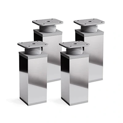 Immagine di sossai® Gambe per mobili MFV1 set di 4 regolabili in altezza Altezza: 60 mm (+20mm) Design: Cromo Forma angolare: 40 x Viti inclusi