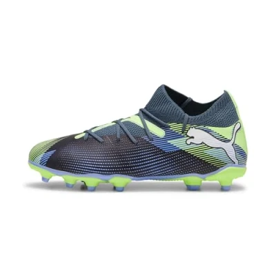 Immagine di Puma Future 7 Match FG/AG JR Unisex Scarpe da calcetto con tacchetti per bambini, Taglia: 33, Gray skies/white/fizzy apple Tessuto / sintetico