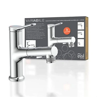 Immagine di EISL NI075VARCR lavabo Variabile con doccetta Estraibile, Bagno Apertura sulla Parte Superiore, Rubinetto per lavandino Getto Doccia, Cromato, Cromo, Platzsparend