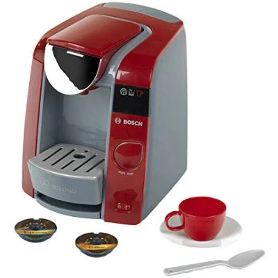 Immagine di Theo Klein 9543 Macchina da caffè Tassimo, Possibilità di riempimento con acqua e scorrimento suono, Incluso set per espresso, Dimensioni: 20 cm x 16 cm, Giocattolo bambini a partire dai 3 anni età