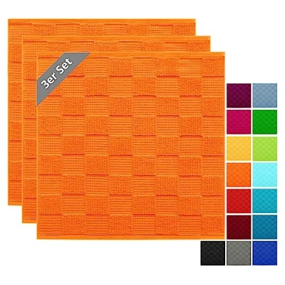 Immagine di Lashuma Asciugamani da cucina spugna colorata serie: Lissabon, 3 Strofinacci Arancione 50x50 cm