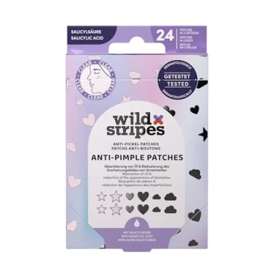 Immagine di Wild Stripes Anti Pimple Patches Holo Clear Cerotti brufoli con acido salicilico per cura mirata giorno &amp; notte Rapidi ed efficaci e punti neri 24 pezzi