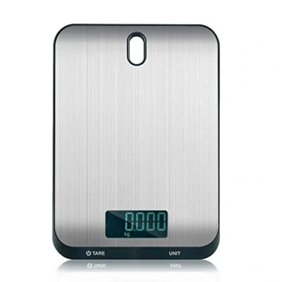 Immagine di QL Bilancia da Cucina Digitale,Funzione Tare 10kg/1g,Bilancia Alimenti,Pesa Cibo/Liquidi,Piattaforma in Acciaio Inossidabile per Casa,Nero